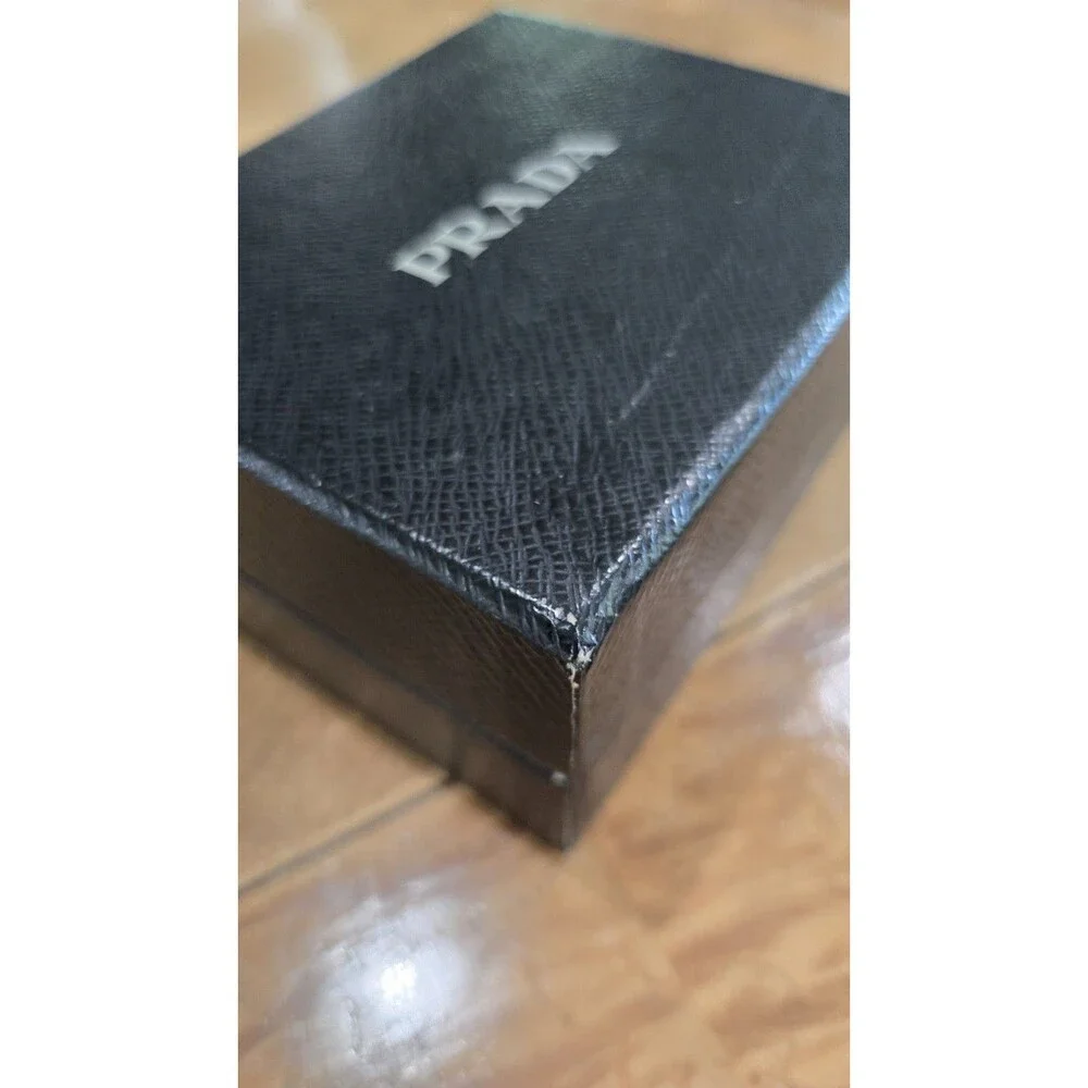Prada Vintage Black Gaufre Nylon Kiss-Lock Coin Pouch Full Set - Box &...